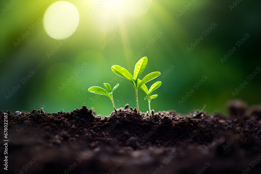 plant sprout growing environment concept - obrazy, fototapety, plakaty 