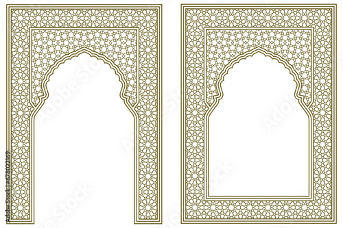 Set two Rectangular frames of the Arabic pattern .The proportion is close to A4 size 