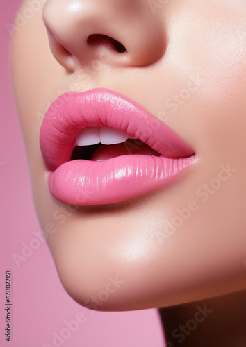beautiful female lips  kiss  Valentine s day  beauty  love  pink lipstick  makeup  model  lip  postcard  girl  mouth  skin  face  cosmetology  gloss  Botox  hyaluron  salon  sensuality  tenderness