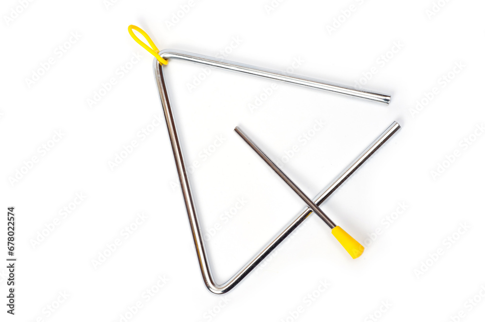Obraz premium Metal triangle, percussion musical instrument, easy to use for orchestras and ensembles.