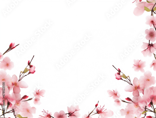 Watercolor cherry blossom frame design. Greeting or invitation card