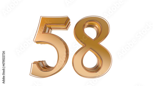 Gold glossy 3d number 58