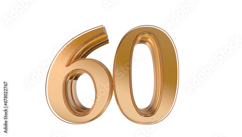 Gold glossy 3d number 60