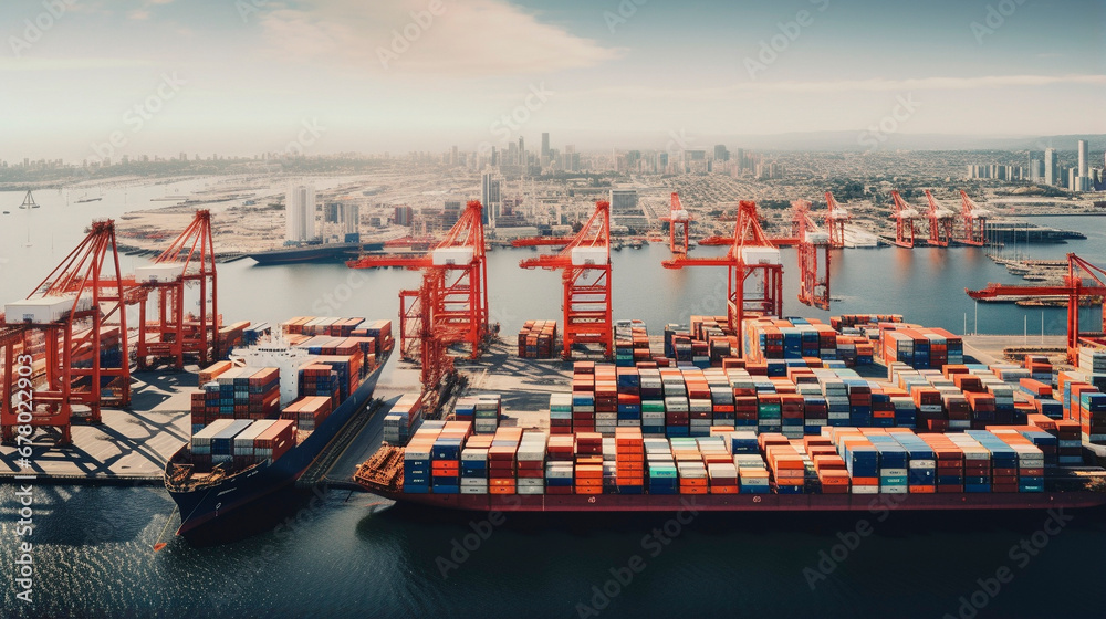 Container Ballet: Aerial Dance of Shipping at the Dock, Generative AI