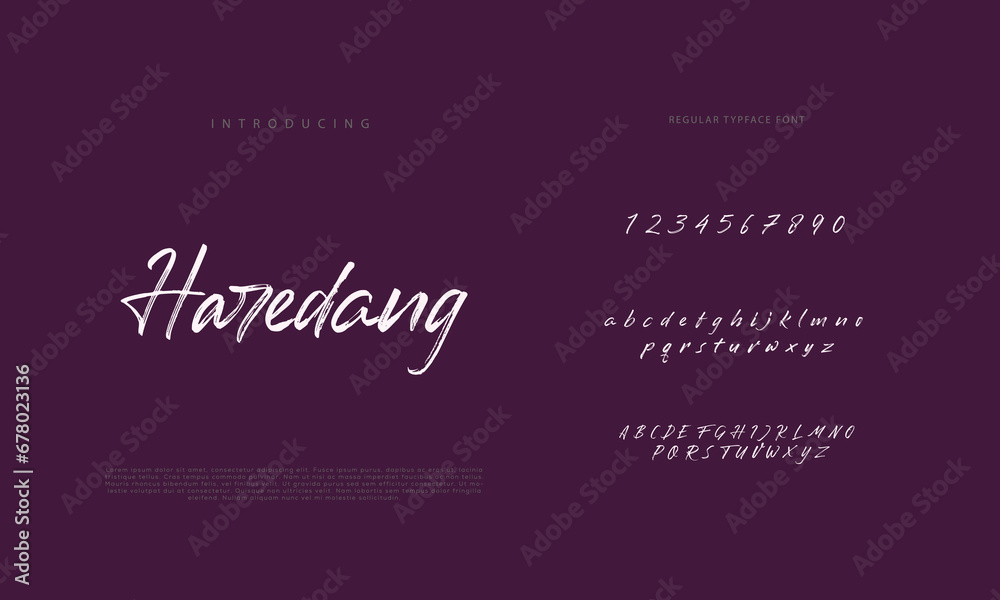 Handwritten Script font. Hand drawn brush style modern calligraphy cursive typeface. Hand Lettering and Custom Typography alphabet for Designs: Logo, Greeting Cards, Poster. Vector Brush type set.
