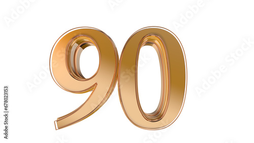 Gold glossy 3d number 90