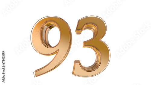 Gold glossy 3d number 93