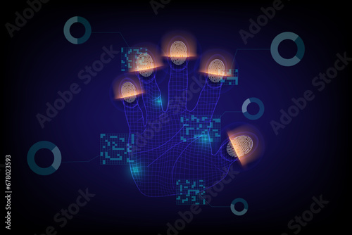 scaning of hand and fingerprint provides security access for identity verification biometrics