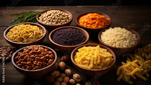 A variety of fusilli pasta from different types