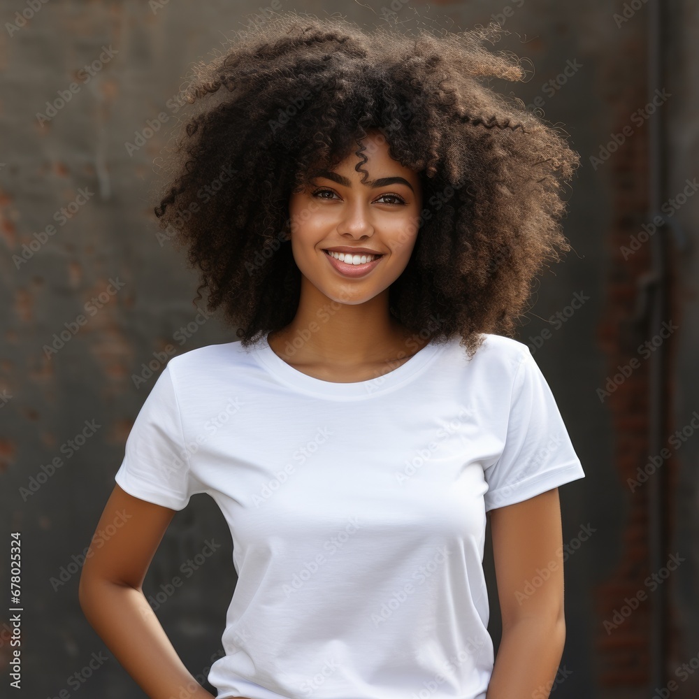 Black woman wearing blank empty t-shirt for mockup Black woman wearing blank empty t-shirt for mockup