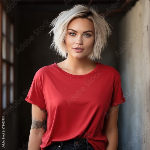 Young woman wearing empty blank t-shirt © Leli