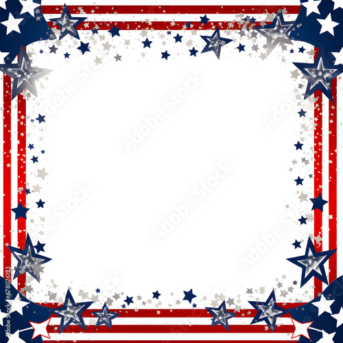 White background with patriotic stars and stripes around the border. Generative ai. 