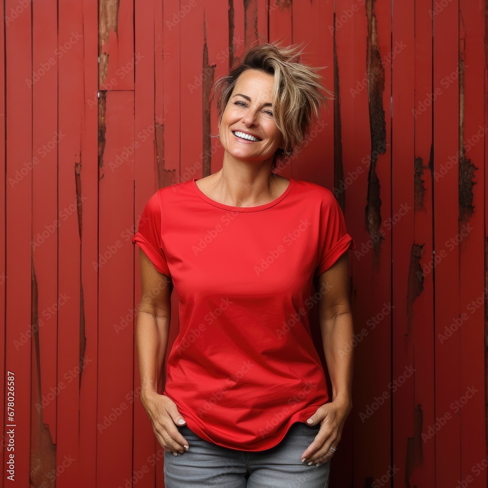 A beautiful woman wearing blank tshirt for mockup A beautiful woman wearing blank tshirt for mockup