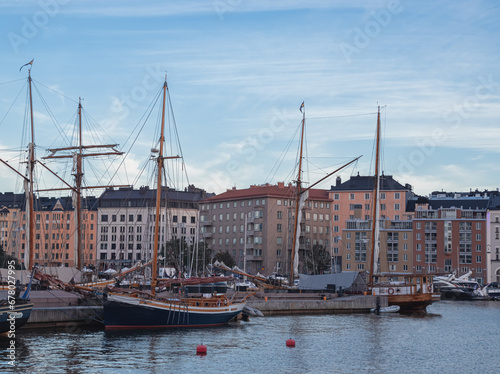 old wooden harbor with ships in Helsinki © Cavan