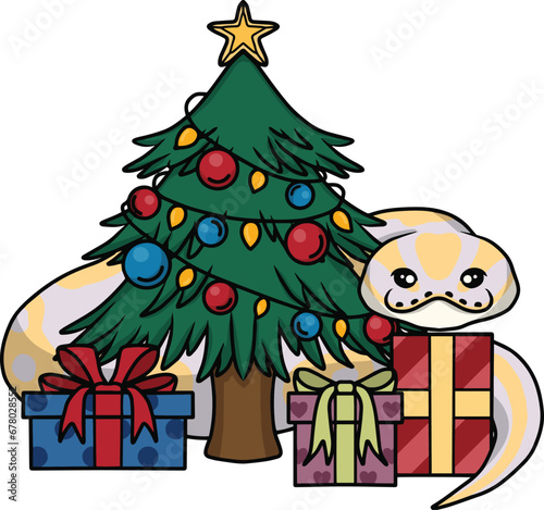 Ball python snake christmas clipart