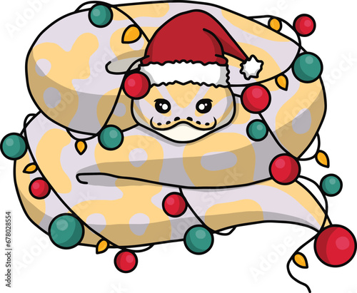 Ball python snake christmas clipart