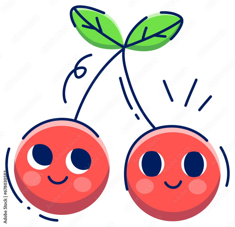 Obraz premium Cherry Cute Fruit Sticker