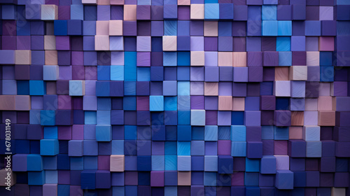 Abstract mosaic of colored wooden blocks