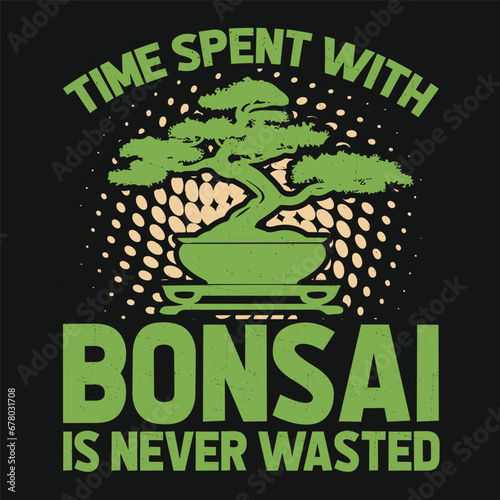 Time spent with Bonsai Tree Vector Typography Design