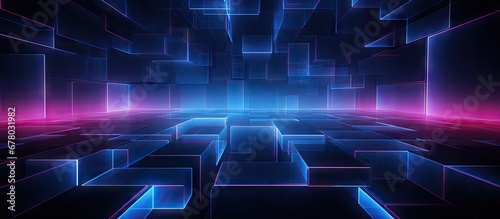 Cyberpunk template with neon lights for virtual reality or artificial intelligence Copy space image Place for adding text or design