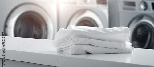 Dryer sheets on washing machine for freshening clothes removing static and hacks Copy space image Place for adding text or design photo