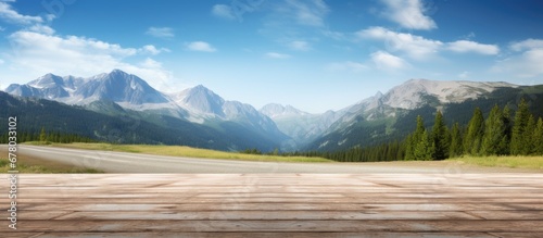 Country road with mountain seen from the side Copy space image Place for adding text or design