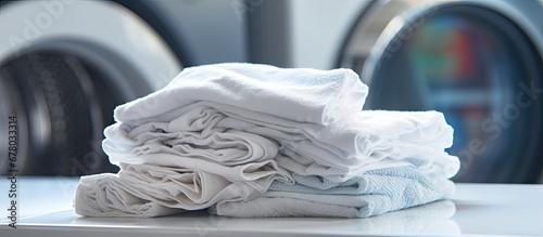 Dryer sheets on washing machine for freshening clothes removing static and hacks Copy space image Place for adding text or design photo