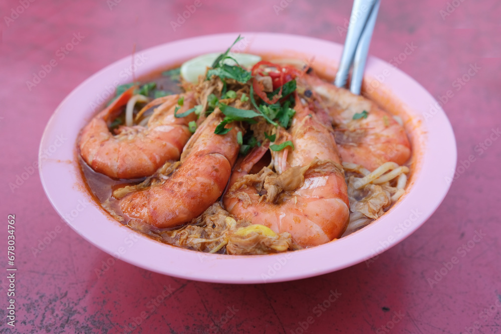 Local prawn noodles Mee Udang at Kuala Kuaq beach, Alor setar. Local prawn noodles Mee Udang at Kuala Kuaq beach, Alor setar.