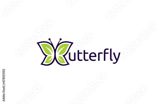 Butterfly with leaf logo design