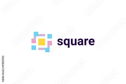 Square group abstract logo corporate industry interaction concept