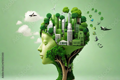 A green future reducing carbon footprint preserving nature and building sustainable urban communitie
