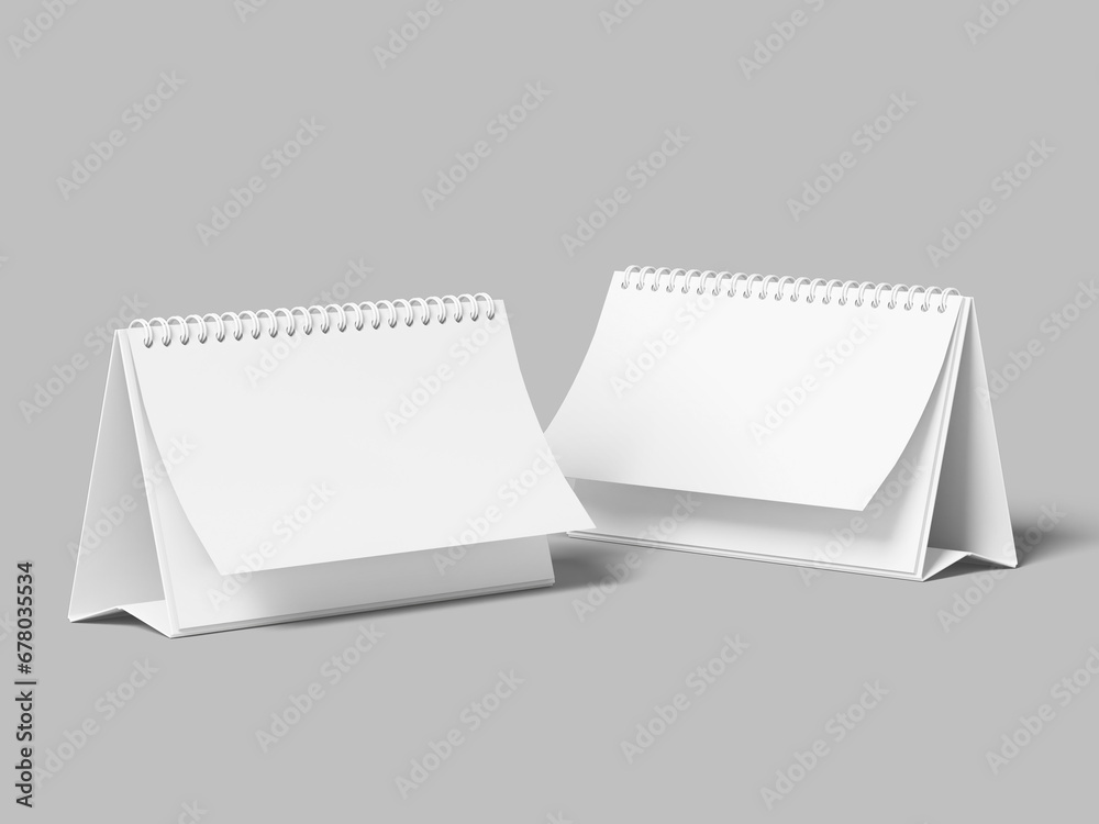 White Blank Two Desk Calendars 3D Mockup White Blank Two Desk Calendars 3D Mockup