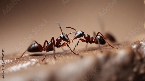 close-up portrait of ants against textured background with space for text, AI generated, background image