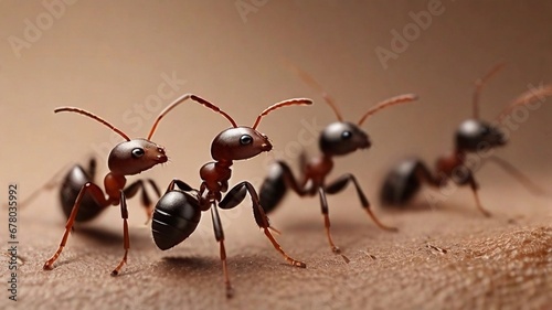 close-up portrait of ants against textured background with space for text, AI generated, background image © Hifzhan Graphics