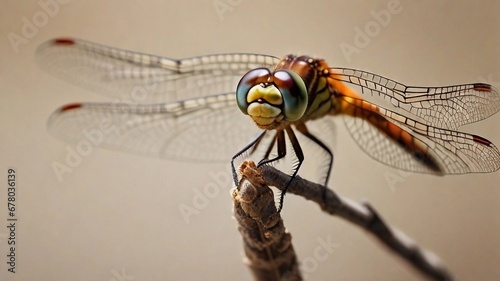 close-up portrait of dragonfly against textured background, AI generated, background image