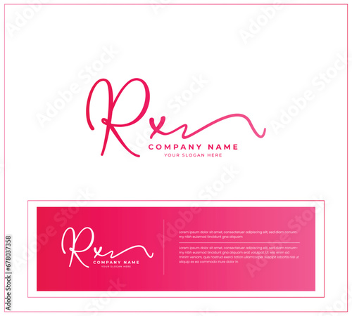 RX R X initial letter handwriting and signature logo