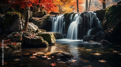 Autumn mountain waterfall © Tariq