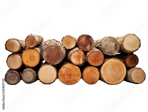 Stacked Logs of Timber Isolated on Transparent or White Background  PNG