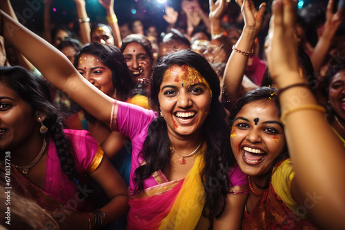 Hindu women celebrating at a Republic Day party in India.