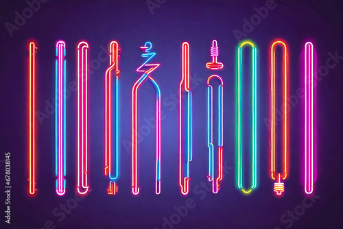 Neon lines set, led neon tube photo