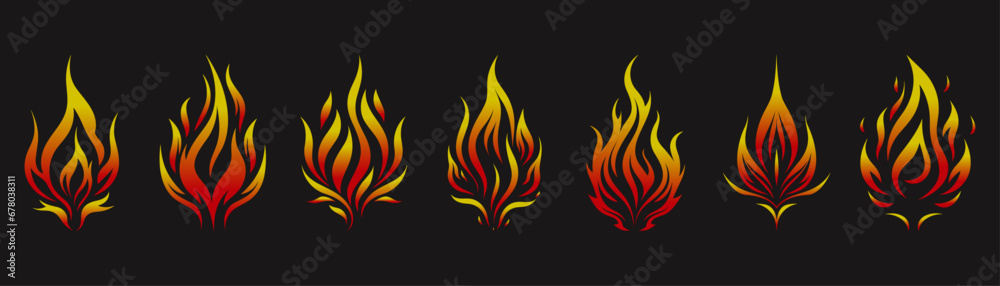 fire flame Set with gradient red and orange color. Collection of hot flaming element. Idea of energy and power. fire logo concept vector illustration design fire flame Set with gradient red and orange color. Collection of hot flaming element. Idea of energy and power. fire logo concept vector illustration design