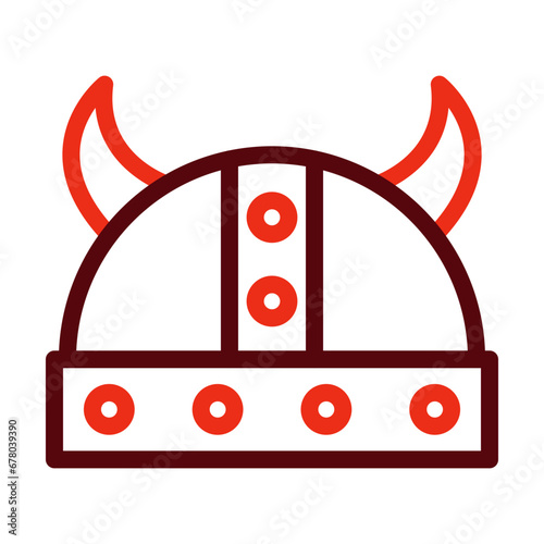 Viking Helmet Thick Line Two Colors Icon Design