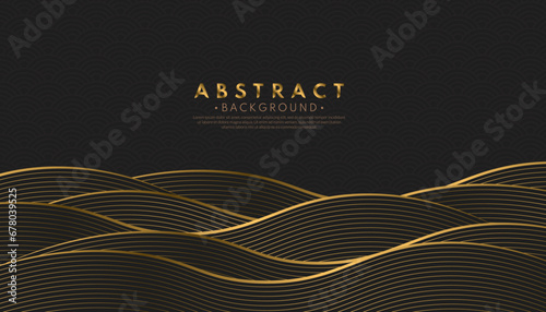 Abstract black and gold lines luxury background. Minimal style concept. Vector illustration