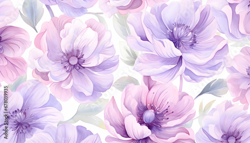 Abstract purple flower petals background. Watercolor illustration wallpaper. Background for decorations. 