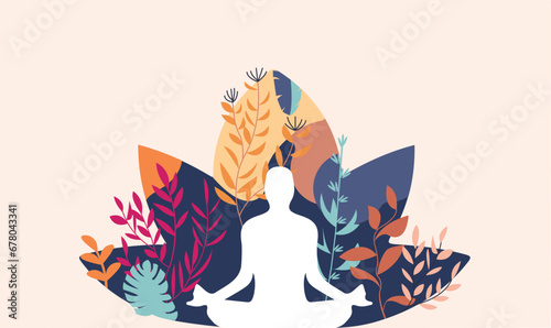 Mental health wellness wellbeing and growth mindset illustration