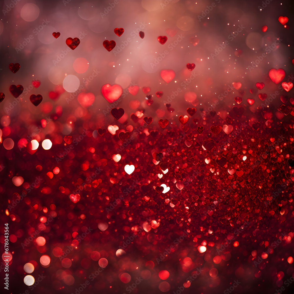 Glittering hearts background. Generative ai. Glittering hearts background. Generative ai.