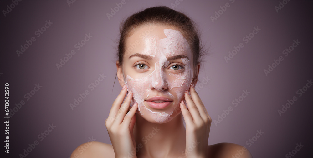 girl face with pimple, pimple ads photo, soap model girl, An advertising poster for a scrub soap girl face with pimple, pimple ads photo, soap model girl, An advertising poster for a scrub soap