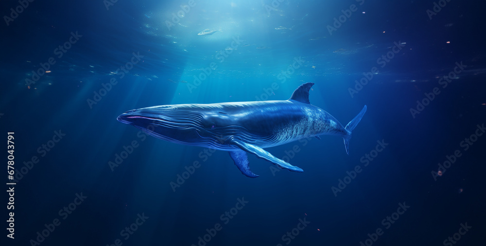 Fototapeta premium an image of a massive blue whale swimming