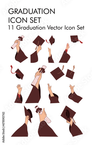 Graduation Vector Icon Set 