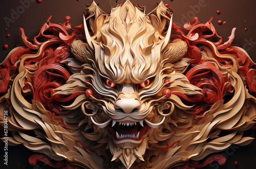 The 3D majestic Chinese dragon totem, Chinese zodiac signs